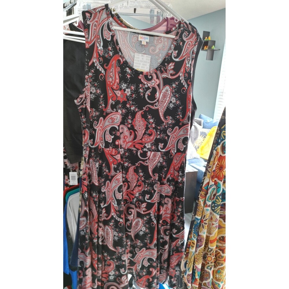 Lularoe Nicki Dress Black Red Paisley 3X NWT